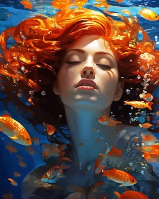 Woman Underwater With Fish Diamond Painting