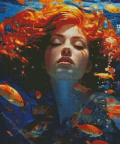 Woman Underwater With Fish Diamond Painting