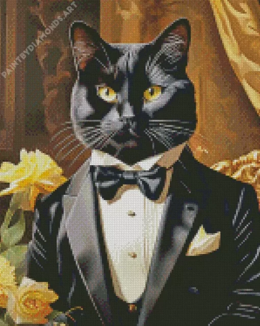 Black Cat Tie Diamond Painting