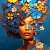 Blooming Black Woman Flowers Diamond Painting