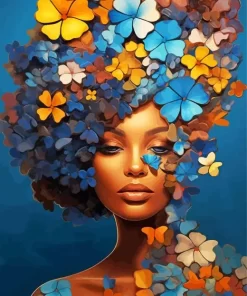 Blooming Black Woman Flowers Diamond Painting