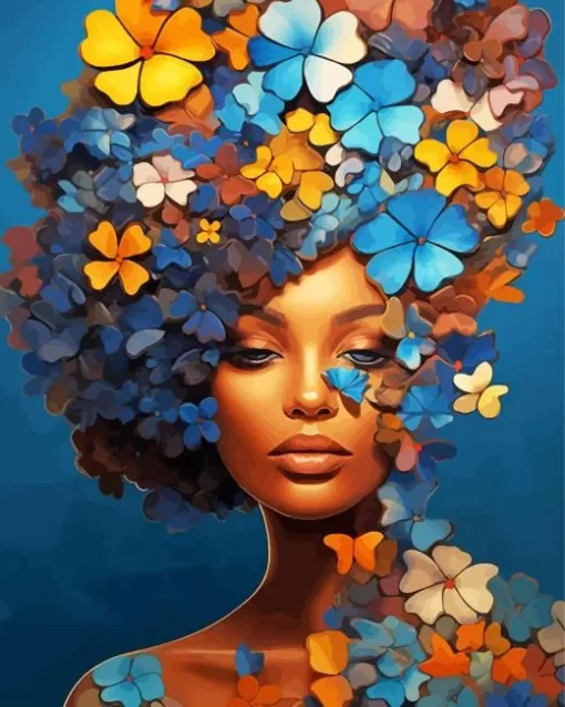 Blooming Black Woman Flowers Diamond Painting