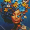 Blooming Black Woman Flowers Diamond Painting