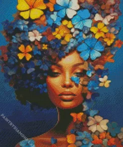 Blooming Black Woman Flowers Diamond Painting