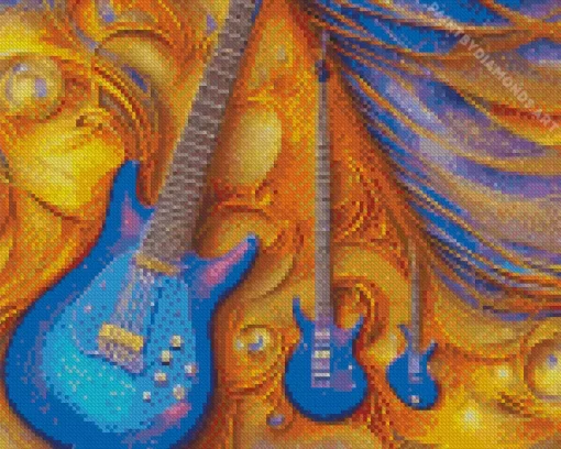 Blue Guitars Diamond Painting