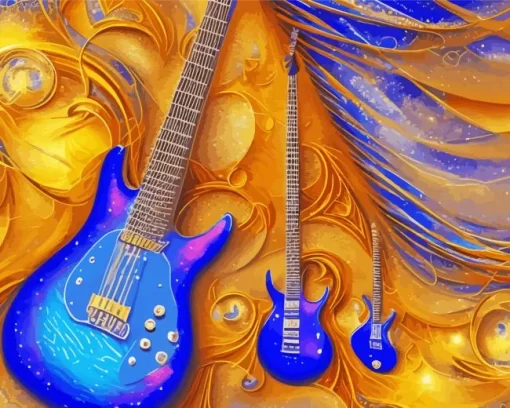 Blue Guitars Diamond Painting