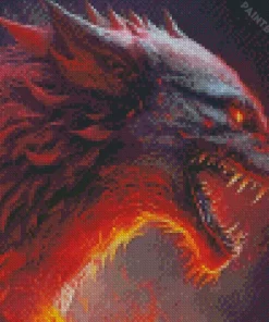 Burning Black Wolf Evil Diamond Painting