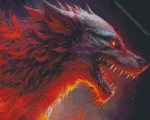 Burning Black Wolf Evil Diamond Painting