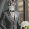 Classy Black Tie Cat Diamond Painting