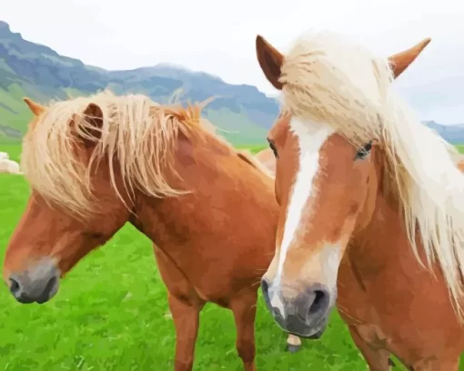 Horses With Blond Hair Diamond Painting