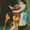 Little Girl And Bloodhound Diamond Painting