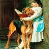 Little Girl And Bloodhound Diamond Painting