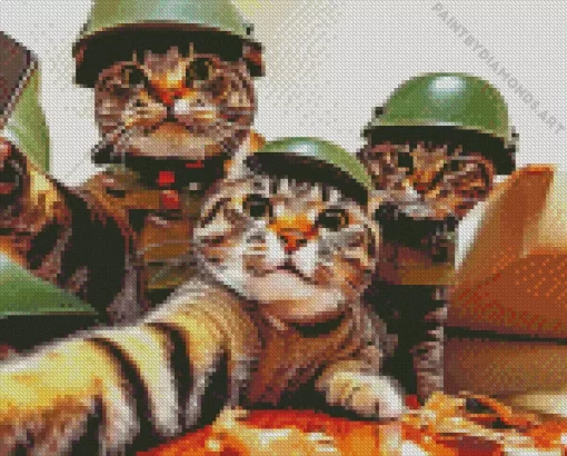 Military Cats Selfie Diamond Painting