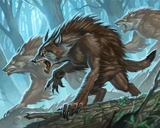 Savage Black Werewolves Diamond Painting