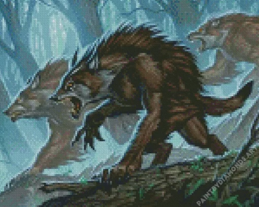 Savage Black Werewolves Diamond Painting