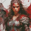 Warrior Girl With Bleeding Wings Diamond Painting