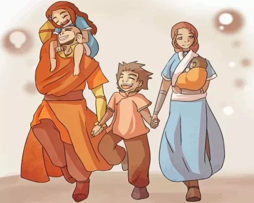 Aang And Katara Family Diamond Painting