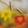 Aesthetic Fall Heart Leaf Diamond Painting