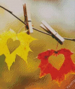 Aesthetic Fall Heart Leaf Diamond Painting