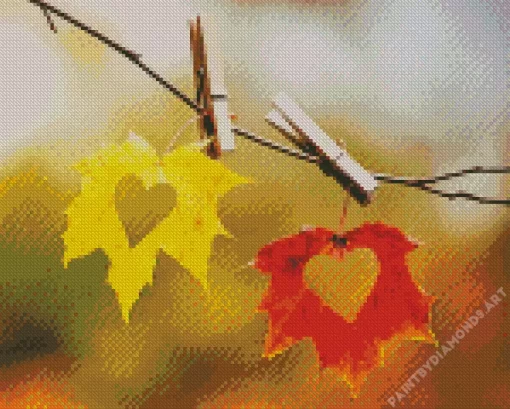 Aesthetic Fall Heart Leaf Diamond Painting