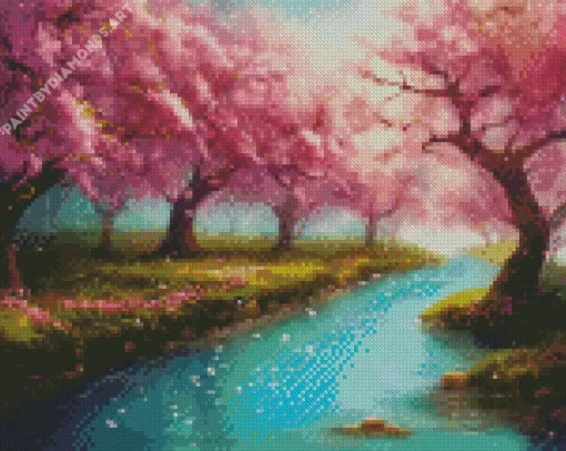 Aesthetic Fantasy Cherry Blossom Diamond Painting