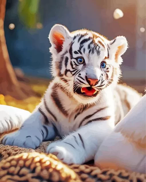 Baby Albino Tiger Diamond Painting