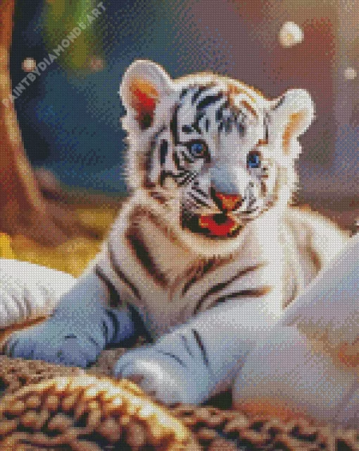 Baby Albino Tiger Diamond Painting