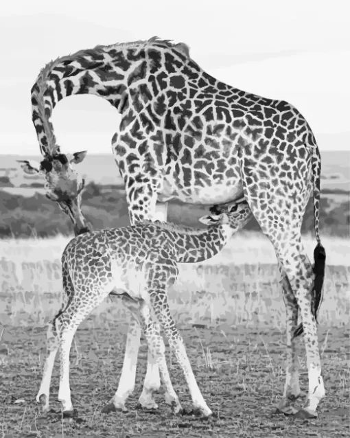 Baby and Mom Giraffe Diamond Painting