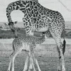 Baby and Mom Giraffe Diamond Painting