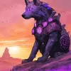 Black And Purple Wolf Diamond Painting