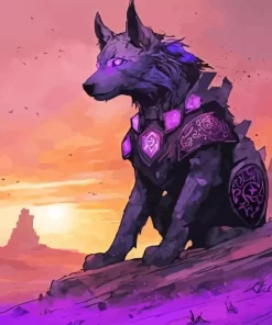 Black And Purple Wolf Diamond Painting