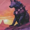 Black And Purple Wolf Diamond Painting