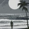 Black And White Full Moon Palm Tree Diamond Painting