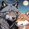 Black Wolf And Brown Wolf Couple Diamond Painting