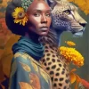 Black Woman By Leopard Diamond Painting