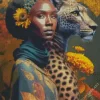 Black Woman By Leopard Diamond Painting