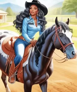 Black Woman Cowgirl Diamond Painting