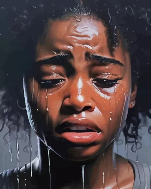 Black Woman Crying Diamond Painting