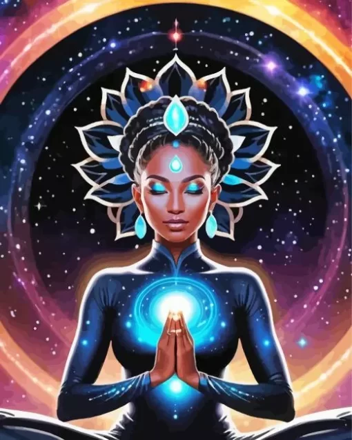 Black Woman Meditating Art Diamond Painting