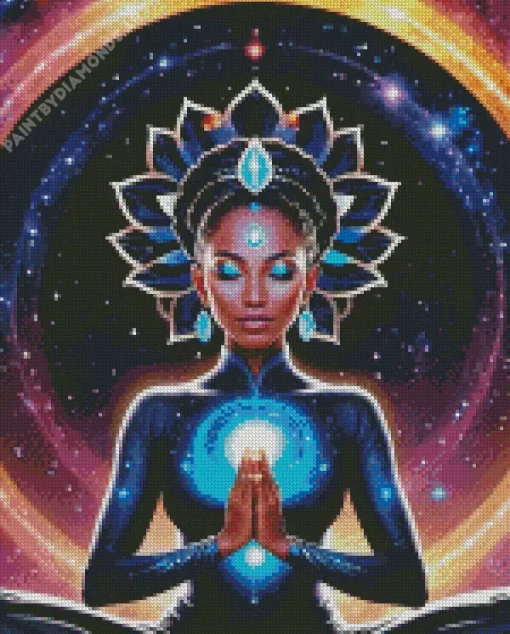 Black Woman Meditating Art Diamond Painting