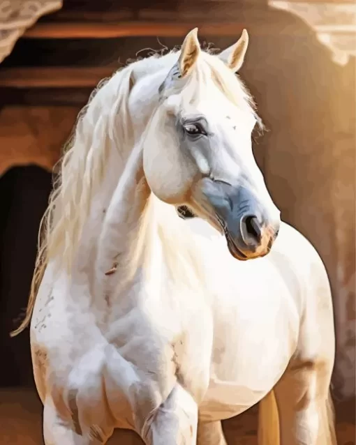 Blonde Arabian Horse Diamond Painting