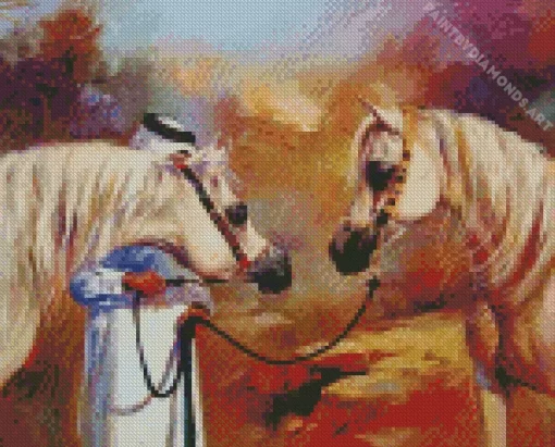 Blonde Arabian Horses Diamond Painting