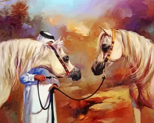 Blonde Arabian Horses Diamond Painting