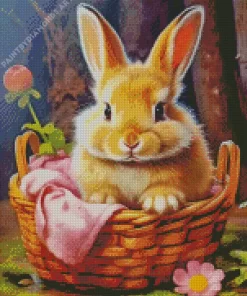 Blonde Bunny In A Basket Diamond Painting