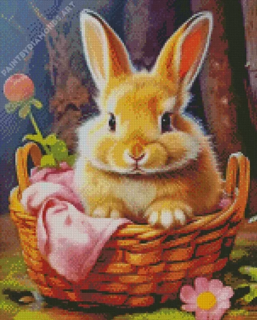 Blonde Bunny In A Basket Diamond Painting