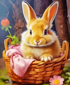 Blonde Bunny In A Basket Diamond Painting