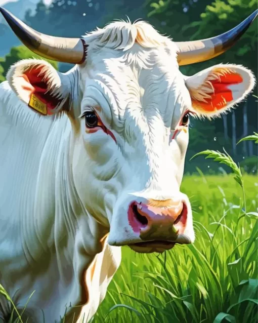 Blonde Cow Diamond Painting