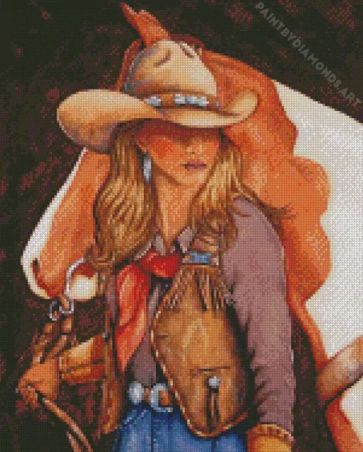 Blonde Cowgirl Art Diamond Painting