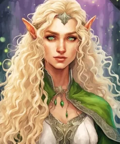 Blonde Elf With Green Eyes Diamond Painting