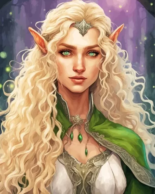 Blonde Elf With Green Eyes Diamond Painting